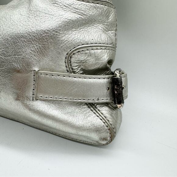 Michael Kors Metallic Silver Buckle Accent Hobo Shoulder Bag - Medium Size - Picture 3 of 13